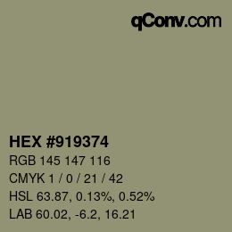 カラーコード: HEX #919374 | qconv.com