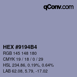 Color code: HEX #9194B4 | qconv.com