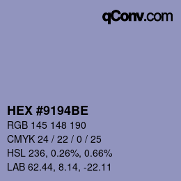 Color code: HEX #9194BE | qconv.com