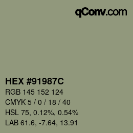 颜色代码: HEX #91987C | qconv.com
