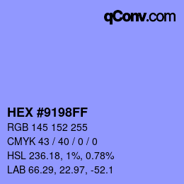 Color code: HEX #9198FF | qconv.com