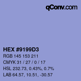 Color code: HEX #9199D3 | qconv.com