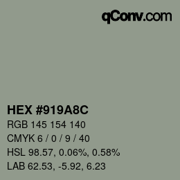 Color code: HEX #919A8C | qconv.com