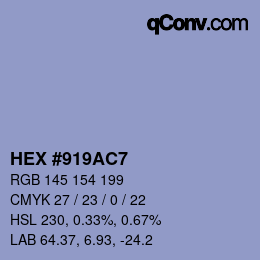 Farbcode: HEX #919AC7 | qconv.com