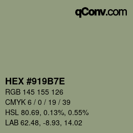 Color code: HEX #919B7E | qconv.com