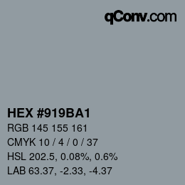 カラーコード: HEX #919BA1 | qconv.com