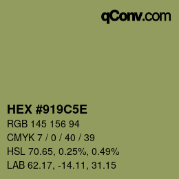 颜色代码: HEX #919C5E | qconv.com