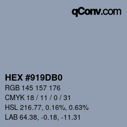 カラーコード: HEX #919DB0 | qconv.com
