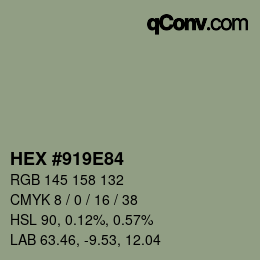 カラーコード: HEX #919E84 | qconv.com