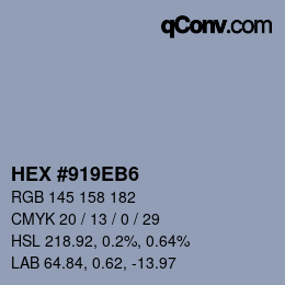 Color code: HEX #919EB6 | qconv.com
