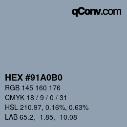カラーコード: HEX #91A0B0 | qconv.com