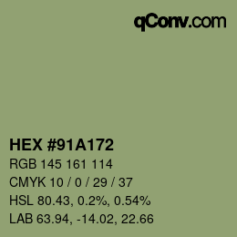 颜色代码: HEX #91A172 | qconv.com