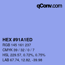 Color code: HEX #91A1ED | qconv.com