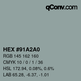 Color code: HEX #91A2A0 | qconv.com