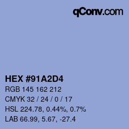 颜色代码: HEX #91A2D4 | qconv.com