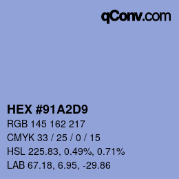 颜色代码: HEX #91A2D9 | qconv.com