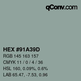 Farbcode: HEX #91A39D | qconv.com