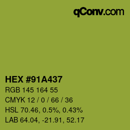 Color code: HEX #91A437 | qconv.com
