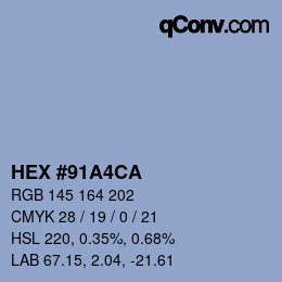 Código de color: HEX #91A4CA | qconv.com
