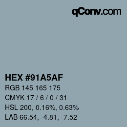 Color code: HEX #91A5AF | qconv.com