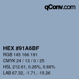 Color code: HEX #91A6BF | qconv.com