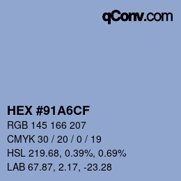 Código de color: HEX #91A6CF | qconv.com
