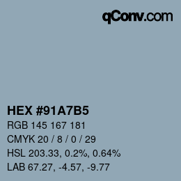 颜色代码: HEX #91A7B5 | qconv.com