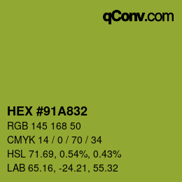 Color code: HEX #91A832 | qconv.com