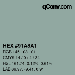 カラーコード: HEX #91A8A1 | qconv.com