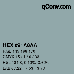 Color code: HEX #91A8AA | qconv.com