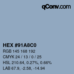 Código de color: HEX #91A8C0 | qconv.com