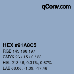 カラーコード: HEX #91A8C5 | qconv.com