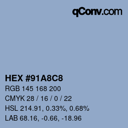 Color code: HEX #91A8C8 | qconv.com