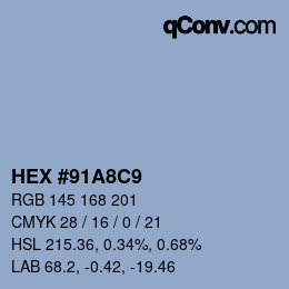 Color code: HEX #91A8C9 | qconv.com