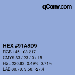 カラーコード: HEX #91A8D9 | qconv.com