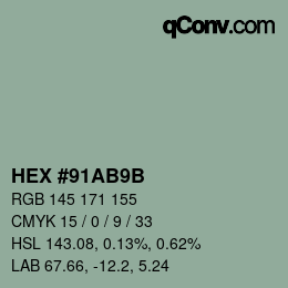 Código de color: HEX #91AB9B | qconv.com
