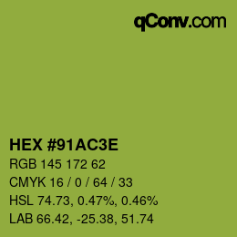 Color code: HEX #91AC3E | qconv.com