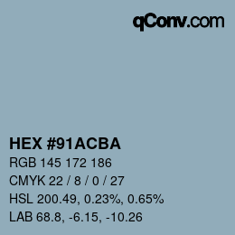 颜色代码: HEX #91ACBA | qconv.com