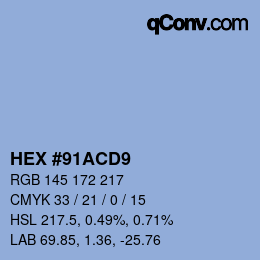 颜色代码: HEX #91ACD9 | qconv.com
