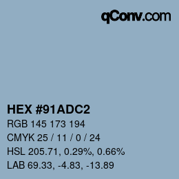 カラーコード: HEX #91ADC2 | qconv.com