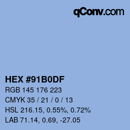 Código de color: HEX #91B0DF | qconv.com