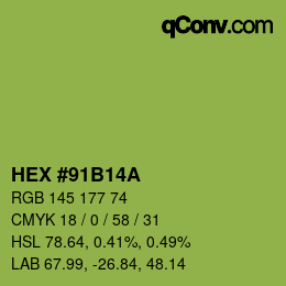 Farbcode: HEX #91B14A | qconv.com
