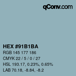 カラーコード: HEX #91B1BA | qconv.com