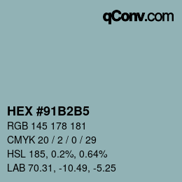 カラーコード: HEX #91B2B5 | qconv.com