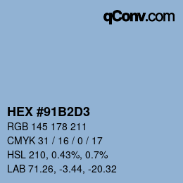 カラーコード: HEX #91B2D3 | qconv.com
