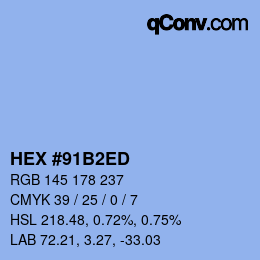 カラーコード: HEX #91B2ED | qconv.com