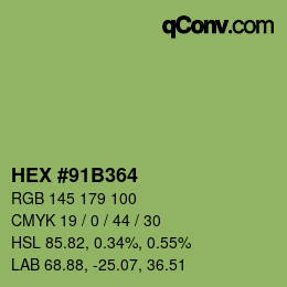 カラーコード: HEX #91B364 | qconv.com