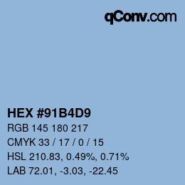 Color code: HEX #91B4D9 | qconv.com