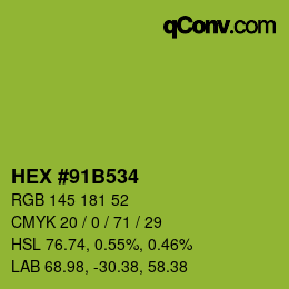 Color code: HEX #91B534 | qconv.com