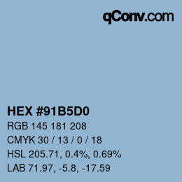 カラーコード: HEX #91B5D0 | qconv.com